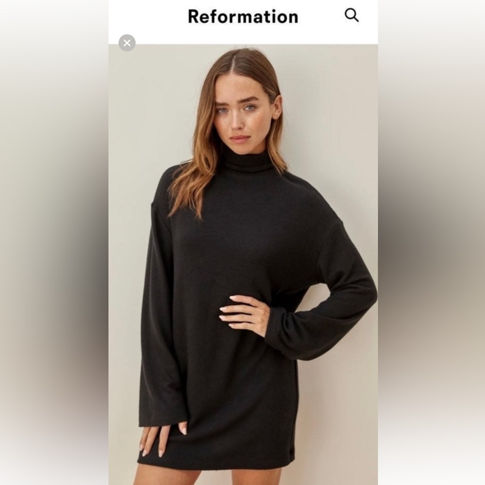 Reformation Aspen Black Turtleneck Sweater Dress Size S Like New